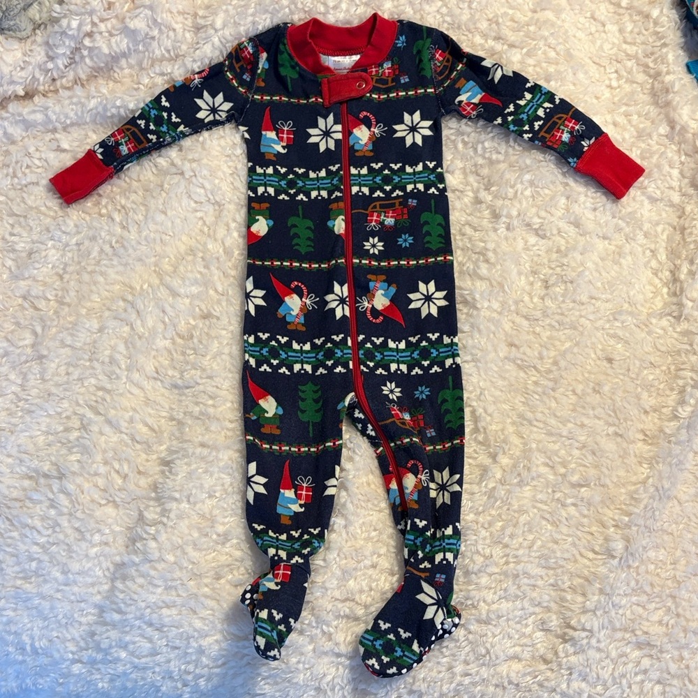 Hanna Andersson Navy and Red Kids One Piece Footie